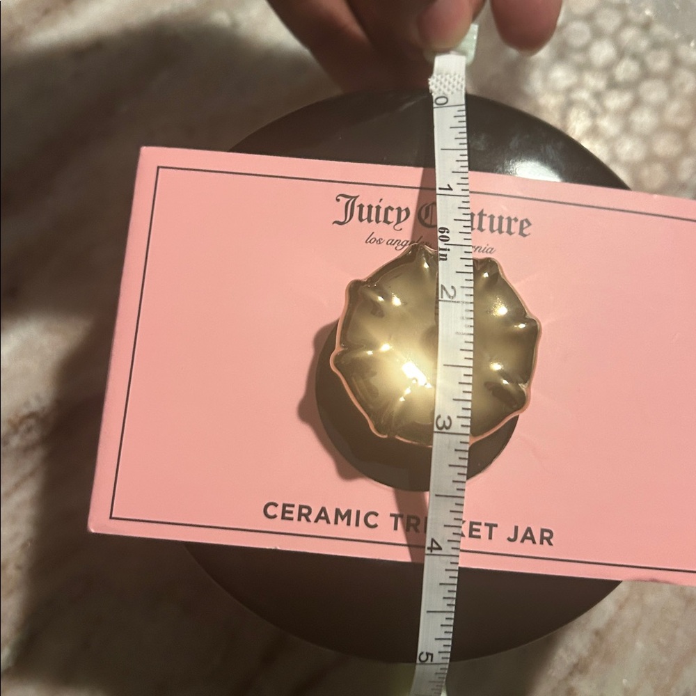 Juicy Couture Black and White Ceramic Jar with Pink Accents NIB - Picture 7 of 8